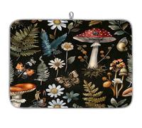 Mexpekil Tappetino scolapiatti assorbente, 45,7 x 61 cm, assorbente, per bancone della cucina, ad asciugatura rapida, motivo: foresta e funghi