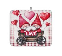 Mexpekil Tappetino scolapiatti assorbente con coppia di gnomi e cuori, 40,6 x 45,7 cm, assorbente da cucina, tappetino scolapiatti ad asciugatura rapida, tappetino da bar