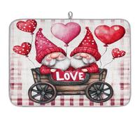 Mexpekil Tappetino scolapiatti assorbente con coppia di gnomi e cuori, 45,7 x 61 cm, assorbente da cucina, tappetino scolapiatti ad asciugatura rapida, tappetino da bar