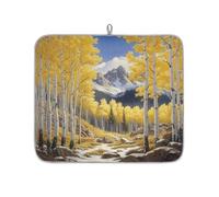 Mexpekil Tappetino scolapiatti assorbente con foresta di montagna con alberi gialli, tappetino scolapiatti da cucina, tappetino antiscivolo per scolapiatti tazze, padelle, 40,6 x 45,7 cm