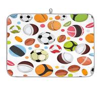 Mexpekil Tappetino scolapiatti assorbente da cucina con pallacanestro, calcio, baseball, 45,7 x 61 cm, tappetino scolapiatti ad asciugatura rapida, tappetino da bar