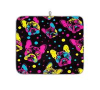 Mexpekil Tappetino scolapiatti colorato a pois con bulldog francese, 40,6 x 45,7 cm, assorbente, tappetino scolapiatti per cucina, tappetino da bar ad asciugatura rapida