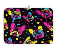 Mexpekil Tappetino scolapiatti colorato a pois con bulldog francese 45,7 x 61 cm, assorbente da cucina, tappetino scolapiatti ad asciugatura rapida, tappetino da bar