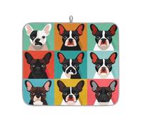 Mexpekil Tappetino scolapiatti colorato con bulldog francese, 40,6 x 45,7 cm, assorbente, tappetino scolapiatti per cucina, tappetino da bar ad asciugatura rapida
