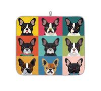 Mexpekil Tappetino scolapiatti colorato con testa di bulldog francese, 40,6 x 45,7 cm, assorbente, tappetino scolapiatti per cucina, tappetino da bar ad asciugatura rapida
