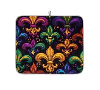 Mexpekil Tappetino scolapiatti colorato Mardi Gras Fleur De Lis 40,6 x 45,7 cm, assorbente da cucina, tappetino scolapiatti ad asciugatura rapida, tappetino da bar