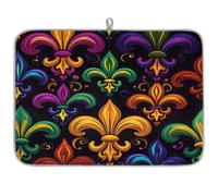 Mexpekil Tappetino scolapiatti colorato Mardi Gras Fleur De Lis 45,7 x 61 cm, assorbente da cucina, tappetino scolapiatti ad asciugatura rapida, tappetino da bar