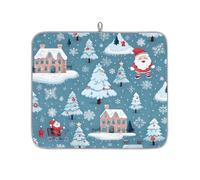 Mexpekil Tappetino scolapiatti con albero di Natale, Babbo Natale, fiocco di neve, tappetino assorbente per scolapiatti da cucina, tappetino antiscivolo per scolapiatti per piatti, tazze, padelle