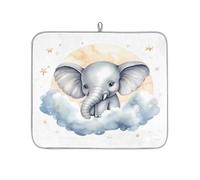 Mexpekil Tappetino scolapiatti con elefante, stelle e luna, assorbente, tappetino scolapiatti da cucina, antiscivolo, per scolapiatti per piatti, tazze, padelle, 40,6 x 45,7 cm