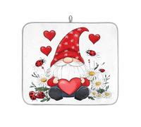 Mexpekil Tappetino scolapiatti con gnomo margherita coccinelle Love Day, 40,6 x 45,7 cm, assorbente da cucina, tappetino scolapiatti, tappetino da bar ad asciugatura rapida
