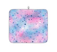 Mexpekil Tappetino scolapiatti con motivo a stelle fantasia, 40,6 x 45,7 cm, assorbente da cucina, tappetino scolapiatti ad asciugatura rapida, tappetino da bar