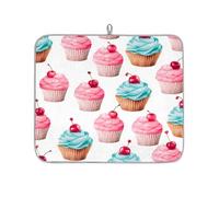 Mexpekil Tappetino scolapiatti con motivo a torta di ciliegie ad acquerello, 40,6 x 45,7 cm, assorbente da cucina, tappetino scolapiatti ad asciugatura rapida, tappetino da bar per caffè