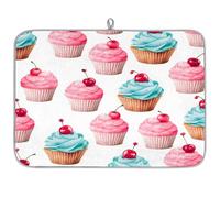 Mexpekil Tappetino scolapiatti con motivo a torta di ciliegie ad acquerello, 45,7 x 61 cm, assorbente da cucina, tappetino scolapiatti, tappetino da bar ad asciugatura rapida