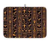 Mexpekil Tappetino scolapiatti con motivo di geroglifici dell'antico Egitto, 45,7 x 61 cm, assorbente da cucina, tappetino scolapiatti ad asciugatura rapida, tappetino da bar