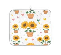 Mexpekil Tappetino scolapiatti con motivo floreale con girasole e cartoni animati, 40,6 x 45,7 cm, assorbente, tappetino scolapiatti per cucina, tappetino da bar ad asciugatura rapida