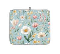 Mexpekil Tappetino scolapiatti con motivo floreale e fiori di campo, assorbente, tappetino antiscivolo per scolapiatti da cucina, per scolapiatti tazze, padelle, 40,6 x 45,7 cm