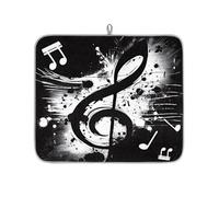 Mexpekil Tappetino scolapiatti con motivo note musicali retrò, 40,6 x 45,7 cm, assorbente, tappetino scolapiatti per cucina, tappetino da bar ad asciugatura rapida