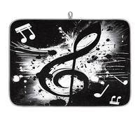 Mexpekil Tappetino scolapiatti con motivo note musicali retrò, 45,7 x 61 cm, assorbente, tappetino scolapiatti per cucina, tappetino da bar ad asciugatura rapida