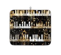 Mexpekil Tappetino scolapiatti con note musicali dorate, 40,6 x 45,7 cm, assorbente da cucina, tappetino scolapiatti ad asciugatura rapida, tappetino da bar