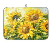 Mexpekil Tappetino scolapiatti con pittura a olio e girasole, 45,7 x 61 cm, assorbente da cucina, tappetino scolapiatti, tappetino da bar ad asciugatura rapida