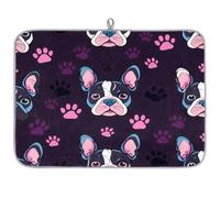 Mexpekil Tappetino scolapiatti con stampa di bulldog francese, 45,7 x 61 cm, assorbente da cucina, tappetino scolapiatti ad asciugatura rapida, tappetino da bar