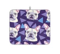 Mexpekil Tappetino scolapiatti con stampa geometrica con bulldog francese, 40,6 x 45,7 cm, assorbente da cucina, tappetino scolapiatti ad asciugatura rapida, tappetino da bar