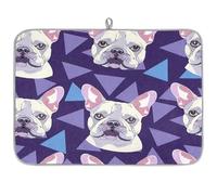 Mexpekil Tappetino scolapiatti con stampa geometrica con bulldog francese, 45,7 x 61 cm, assorbente da cucina, tappetino scolapiatti ad asciugatura rapida, tappetino da bar