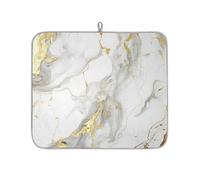 Mexpekil Tappetino scolapiatti con stampa in marmo bianco e oro, tappetino assorbente per scolapiatti da cucina, tappetino antiscivolo per scolapiatti tazze, padelle, 40,6 x 45,7 cm