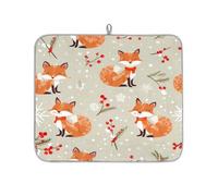 Mexpekil Tappetino scolapiatti con volpe rossa e neve, 40,6 x 45,7 cm, assorbente da cucina, tappetino scolapiatti ad asciugatura rapida, tappetino da bar