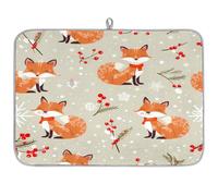 Mexpekil Tappetino scolapiatti con volpe rossa e neve, 45,7 x 61 cm, assorbente da cucina, tappetino scolapiatti ad asciugatura rapida, tappetino da bar