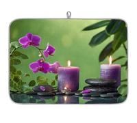 Mexpekil Tappetino scolapiatti giapponese Zeb Candele orchidee 45,7 x 61 cm, assorbente da cucina, tappetino scolapiatti, tappetino da bar ad asciugatura rapida