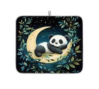 Mexpekil Tappetino scolapiatti per bancone della cucina, 40,6 x 45,7 cm, assorbente con retro antiscivolo, tappetino per asciugare i piatti per lavello, bar, motivo: panda sulla luna