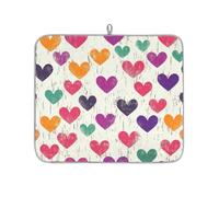 Mexpekil Tappetino scolapiatti per bancone della cucina, 40,6 x 45,7 cm, assorbente con retro antiscivolo, tappetino ad asciugatura rapida, tappetino scolapiatti per lavello, bar, motivo: cuori