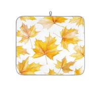 Mexpekil Tappetino scolapiatti per bancone della cucina, 40,6 x 45,7 cm, assorbente con retro antiscivolo, tappetino ad asciugatura rapida, tappetino scolapiatti per lavello, bar, foglia d'acero