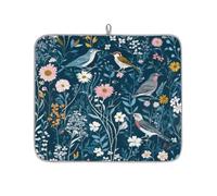 Mexpekil Tappetino scolapiatti per bancone della cucina, 40,6 x 45,7 cm, assorbente con retro antiscivolo, tappetino ad asciugatura rapida, tappetino scolapiatti per lavello, bar, fiori di campo