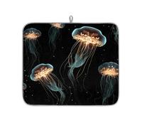 Mexpekil Tappetino scolapiatti per bancone della cucina, 40,6 x 45,7 cm, assorbente con retro antiscivolo, tappetino ad asciugatura rapida, tappetino scolapiatti per lavello, bar, meduse oceaniche