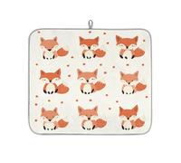 Mexpekil Tappetino scolapiatti per bancone della cucina, 40,6 x 45,7 cm, assorbente con retro antiscivolo, tappetino ad asciugatura rapida, tappetino scolapiatti per lavello, bar, motivo: volpe carina