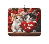 Mexpekil Tappetino scolapiatti per bancone della cucina, 40,6 x 45,7 cm, assorbente con retro antiscivolo, tappetino ad asciugatura rapida, tappetino scolapiatti per lavello, bar, motivo: coppia di