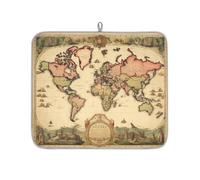 Mexpekil Tappetino scolapiatti per bancone della cucina, 40,6 x 45,7 cm, assorbente con retro antiscivolo, tappetino per asciugatura rapida, tappetino scolapiatti per lavello, bar, motivo: mappa del