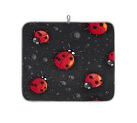 Mexpekil Tappetino scolapiatti per bancone della cucina, 40,6 x 45,7 cm, assorbente con retro antiscivolo, tappetino scolapiatti ad asciugatura rapida, per lavello, bar, motivo: coccinella a pois neri