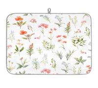 Mexpekil Tappetino scolapiatti per cucina, 45,7 x 61 cm, assorbente, con fiori di campo colorati, tappetino da bar per piani di lavoro, lavello, animali domestici