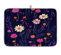 Mexpekil Tappetino scolapiatti per cucina, 45,7 x 61 cm, assorbente, tappetino scolapiatti colorato con fiori di campo, tappetino da bar per piani di lavoro, lavello, animali domestici