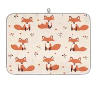 Mexpekil Tappetino scolapiatti per cucina, 45,7 x 61 cm, assorbente, tappetino scolapiatti da cucina, a pois, volpe, bar, per piani di lavoro, lavello, animali domestici