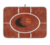 Mexpekil Tappetino scolapiatti per cucina, 45,7 x 61 cm, assorbente, tappetino scolapiatti da cucina con motivo pallacanestro, linea bianca, tappetino per bar, piani di lavoro, lavello, animali