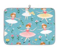 Mexpekil Tappetino scolapiatti per cucina, 45,7 x 61 cm, assorbente, tappetino scolapiatti da cucina, motivo floreale, ballerina, bar, per piani di lavoro, lavello, animali domestici