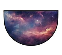 Mexpekil Tappetino semicircolare antiscivolo con galassia spaziale nebulosa | Zerbino lavabile a mezza luna, decorazione per la casa per ingresso cucina esterno interno 61 x 91 cm
