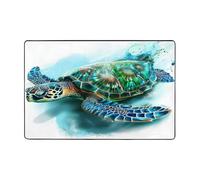 Mexpekil Tappeto con tartaruga oceanica per soggiorno camera da letto, acquarello, tartaruga marina, antiscivolo, 120 x 182 cm, lavabile, grande, morbido, per cucina, sala da pranzo, ufficio