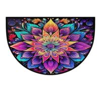 Mexpekil Tappeto semicircolare colorato con mandala antiscivolo | Zerbino lavabile a mezza luna, decorazione per la casa per ingresso cucina esterno interno 61 x 91 cm