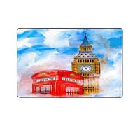 Mexpekil Tappeto vintage con bandiera del Big Ben di Londra, per soggiorno e camera da letto, antiscivolo, 120 x 182 cm, lavabile, grande, morbido, per cucina, sala da pranzo, ufficio