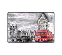 Mexpekil Tappeto vintage con Big Ben di Londra britannico britannico, per soggiorno e camera da letto, antiscivolo, 60 x 91 cm, lavabile, grande, morbido, per cucina, sala da pranzo, ufficio